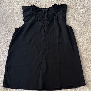 J.Crew Women's Black Ruffle Silk Blouse